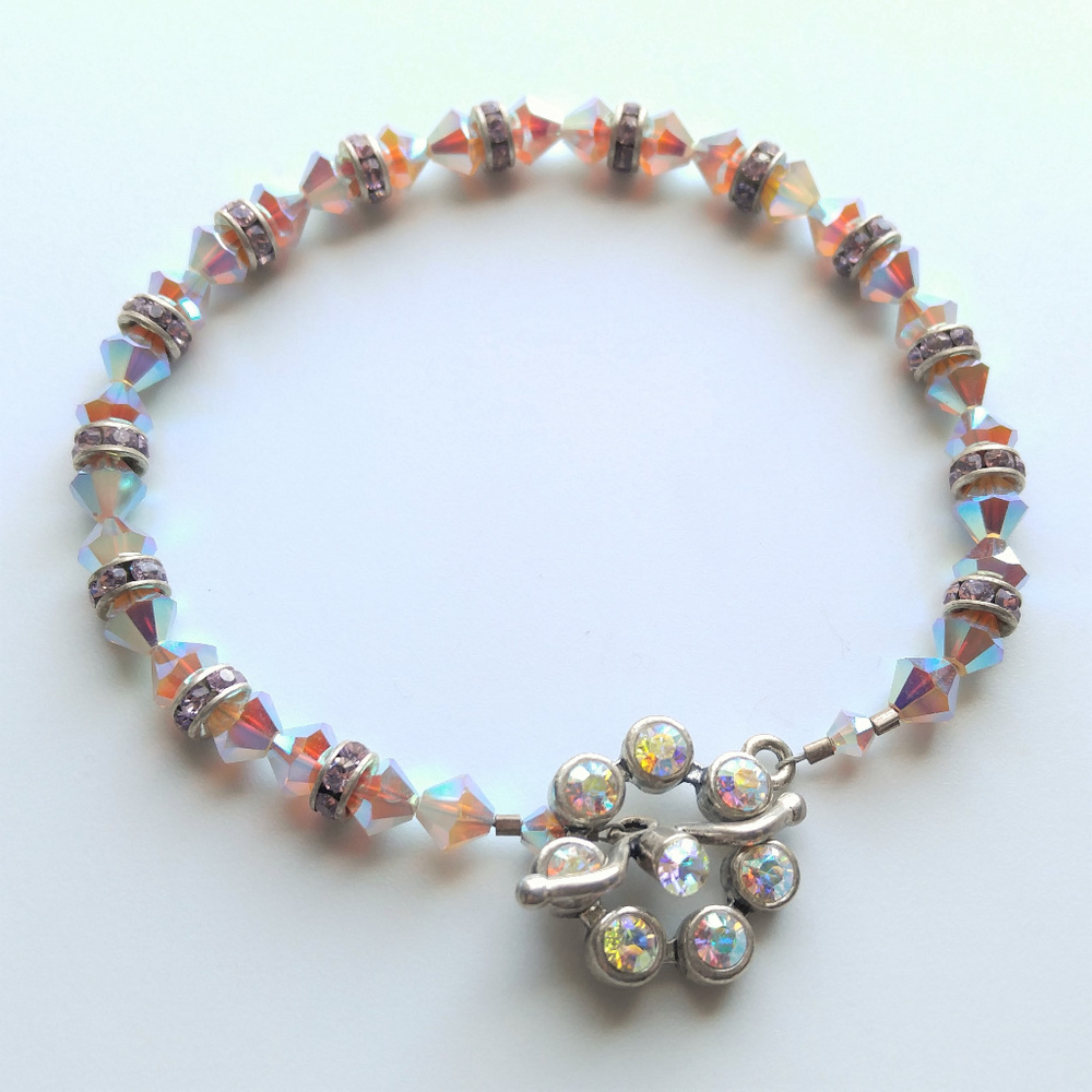 Handmade Swarovski Crystal Grey Opal AB Bracelet